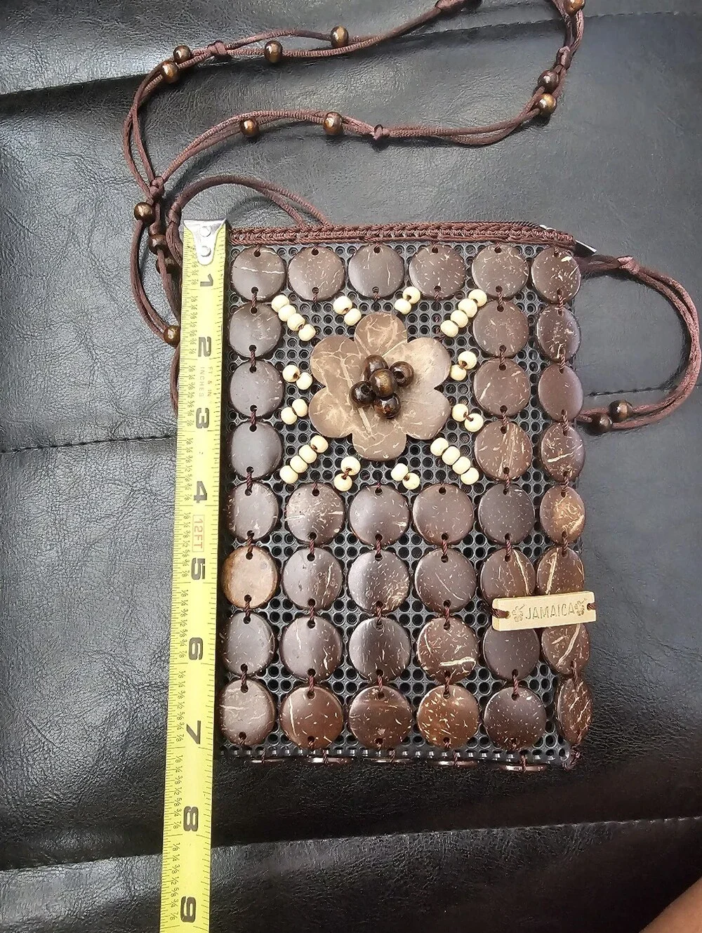 Brown Coconut Shell Jamaica Small Crossbody Bag